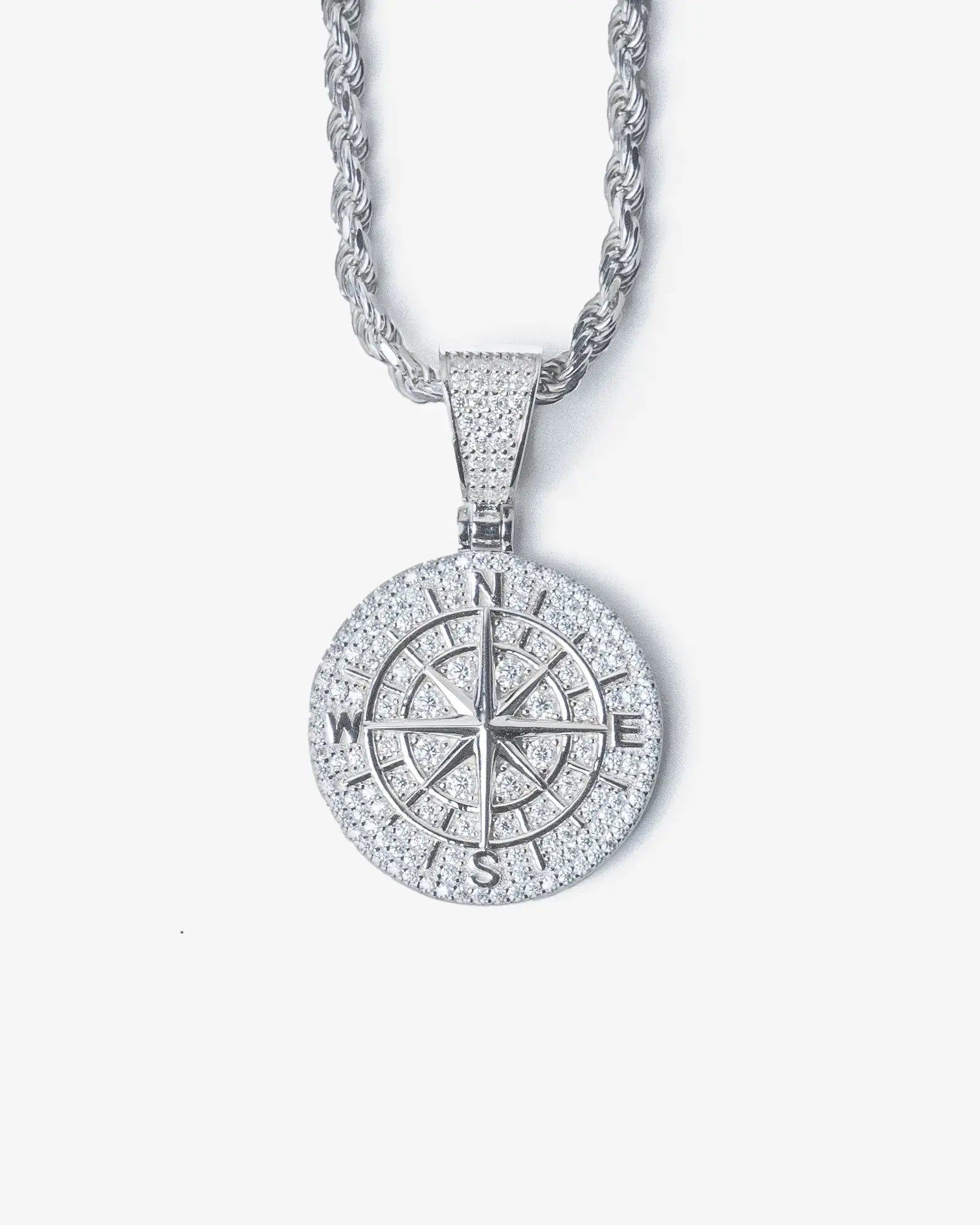 Moissanite Iced Compass Pendant