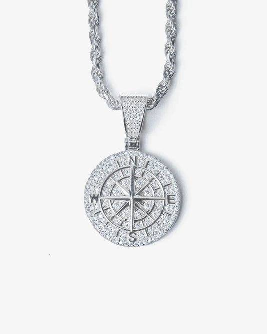 Moissanite Iced Compass Pendant
